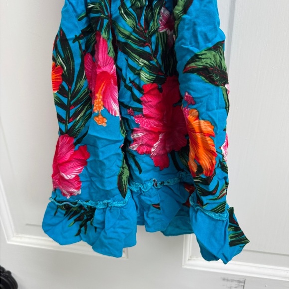 Aloha Fashion 12M Girls Vibrant Blue Pink Floral Tropical Spaghetti Strap Dress - Picture 3 of 7